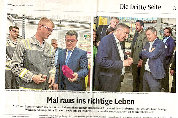 Bericht der Rieser Nachrichten über den Besuch von Robert Habeck bei Bürkle + Schöck