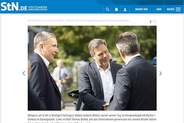 Bildgalerie der Stuttgarter Nachrichten über den Besuch von Robert Habeck bei Bürkle + Schöck