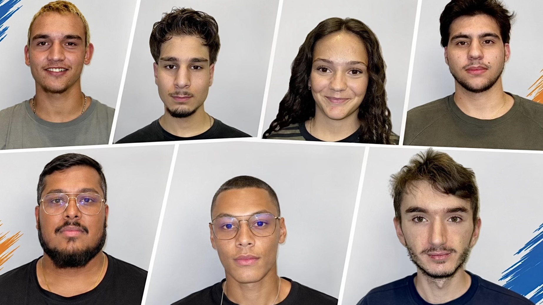Ausbildungsstart 2026/27 - von links oben nach rechts unten - Felix, Isam, Ajkune, Panagiotis, Sharon, Julian, Kimon